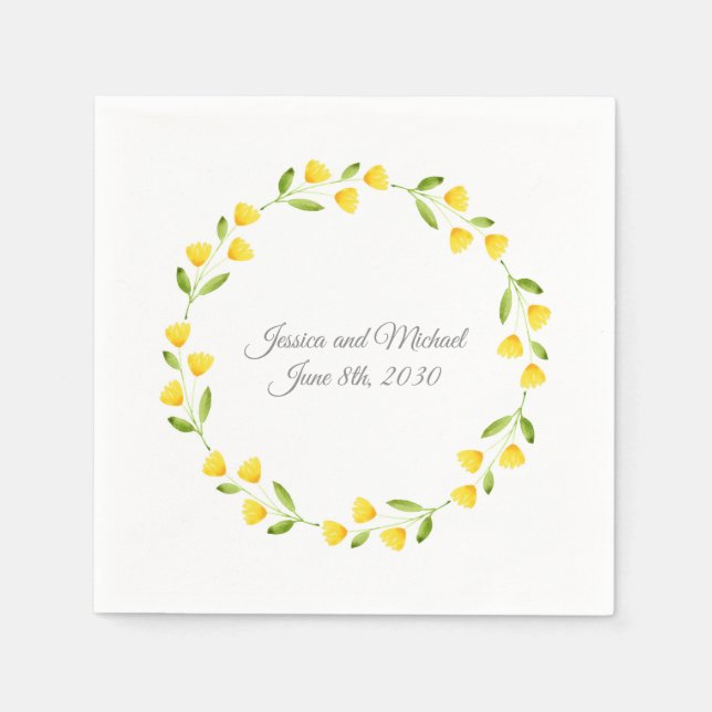 Guardanapo De Papel Wreath Floral Amarelo (Frente)