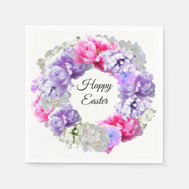 Guardanapo De Papel Wreath Floral Felz pascoa Paper Napkins (Frente)
