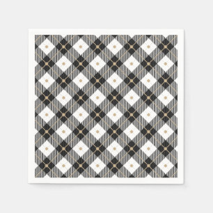 Guardanapo De Papel Xadrez Branca de Tendência Preta