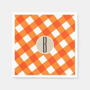 Guardanapo De Papel Xadrez Branca Laranja Monograma Russo Kraft Inicia