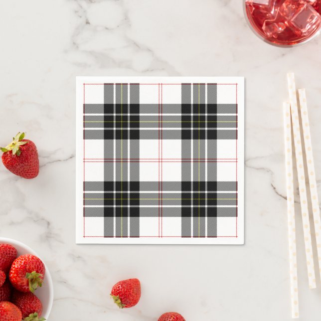 Guardanapo De Papel Xadrez branca preta de tartan MacPherson (Insitu)