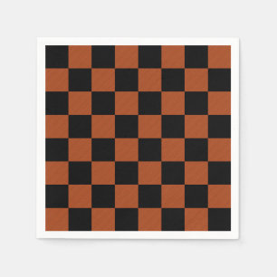 Guardanapo De Papel Xadrez Checkered preta & alaranjada do búfalo dos