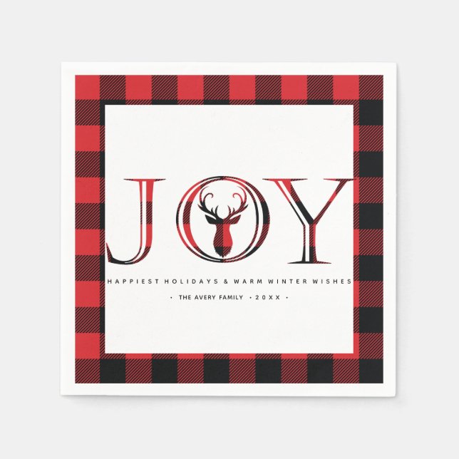 Guardanapo De Papel Xadrez de Alegria Personalizada de Natal (Frente)