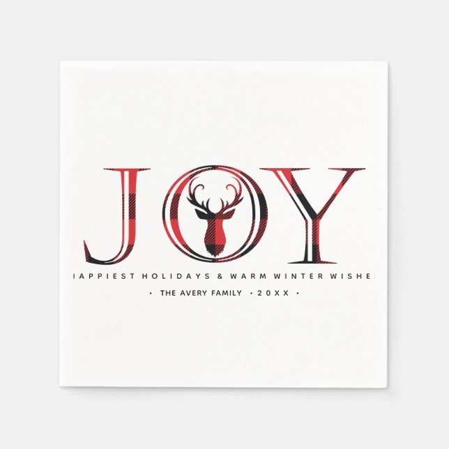 Guardanapo De Papel Xadrez de Alegria Personalizada de Natal (Frente)