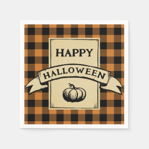 Guardanapo De Papel xadrez de búfalos de halloween feliz