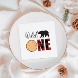 Guardanapo De Papel Xadrez de Búfalos de Urso Selvagem Primeiro Aniver