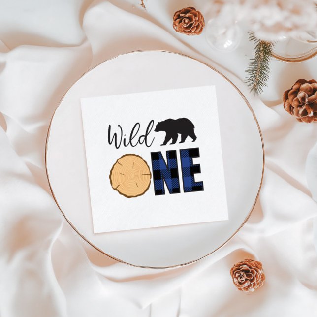 Guardanapo De Papel Xadrez de Buffalo Azul de Um Urso Selvagem Primeir (Criador carregado)