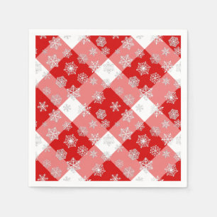 Guardanapo De Papel Xadrez de Buffalo Vermelho e Branco com Flocos de 