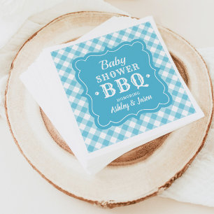Guardanapo De Papel xadrez de CHURRASCO azul e Gingham branco