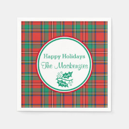 Guardanapo De Papel Xadrez de Natal Clássica Personalizada