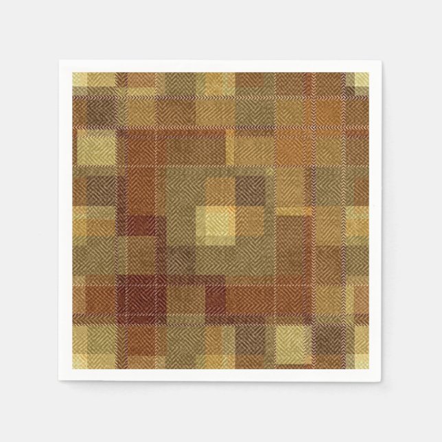 Guardanapo De Papel Xadrez de tartã monocromática texturizada. (Frente)