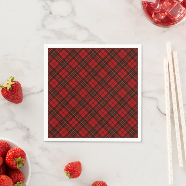 Guardanapo De Papel Xadrez de Tartan Vermelho Inverno Feriados de Nata (Insitu)