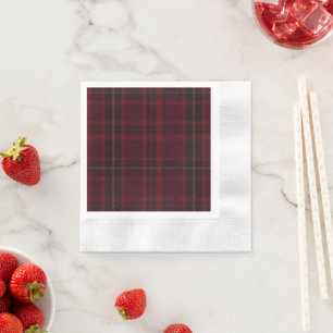 Guardanapo De Papel Xadrez Escocês Burgundy Elegante