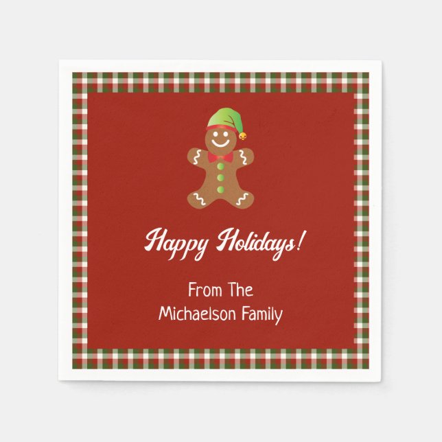 Guardanapo De Papel Xadrez Feriado Cookie Fazendo Natal (Frente)