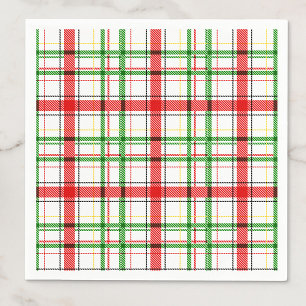 Guardanapo De Papel Xadrez Flannel de Natal - Design Tartan - Branco