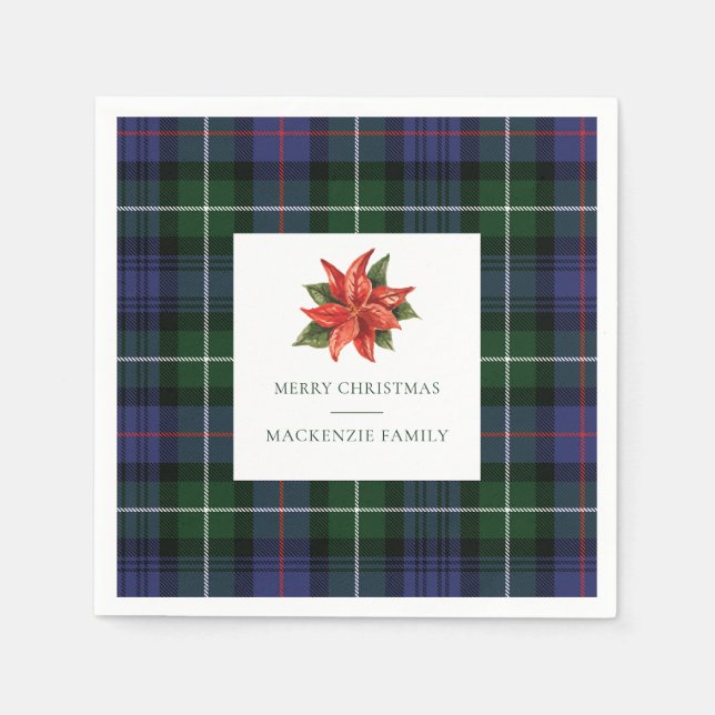 Guardanapo De Papel Xadrez Floral Russo Botânico de Natal Tartan (Frente)