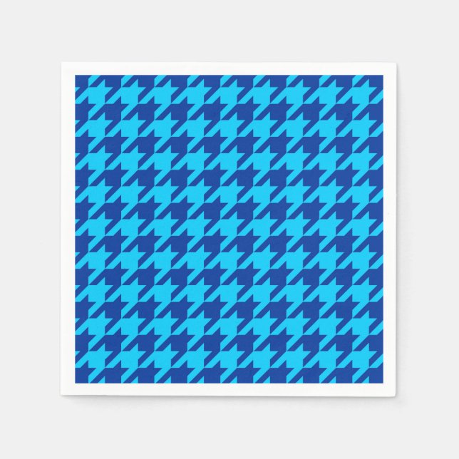 Guardanapo De Papel Xadrez Houndstooth Azul Ciano Azul Marinho  (Frente)