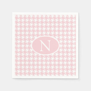 Guardanapo De Papel Xadrez Houndstooth Rosa Monograma Personalizado