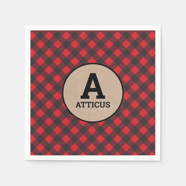 Guardanapo De Papel Xadrez Monograma Lumberjack Buffalo (Frente)