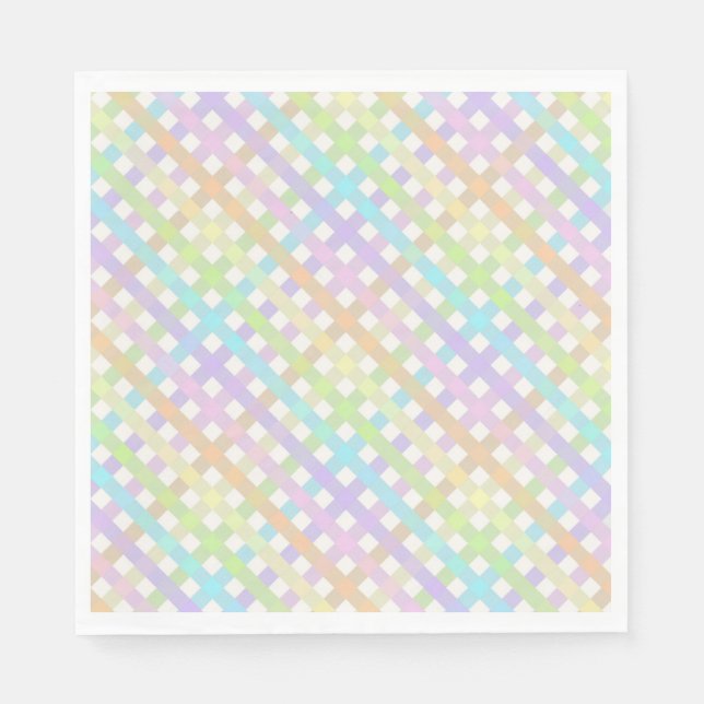 Guardanapo De Papel Xadrez Pastel Rainbow Gingham (Frente)