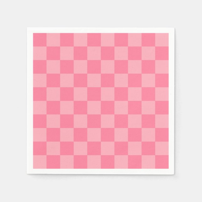 Guardanapo De Papel Xadrez Rosa Elegante (Frente)