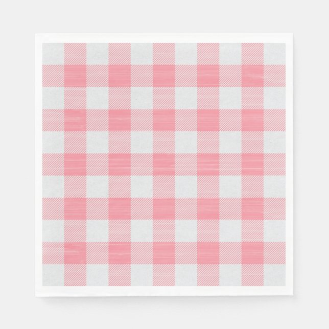 Guardanapo De Papel Xadrez Rosa Gingham Fofo Bonito Feminino (Frente)