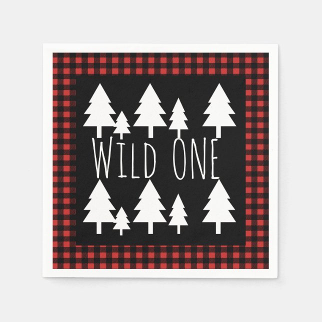 Guardanapo De Papel Xadrez Rustic Wild One Buffalo Check (Frente)