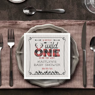 Guardanapo De Papel Xadrez Rústica de Wild One Boys Lumberjack Chá de