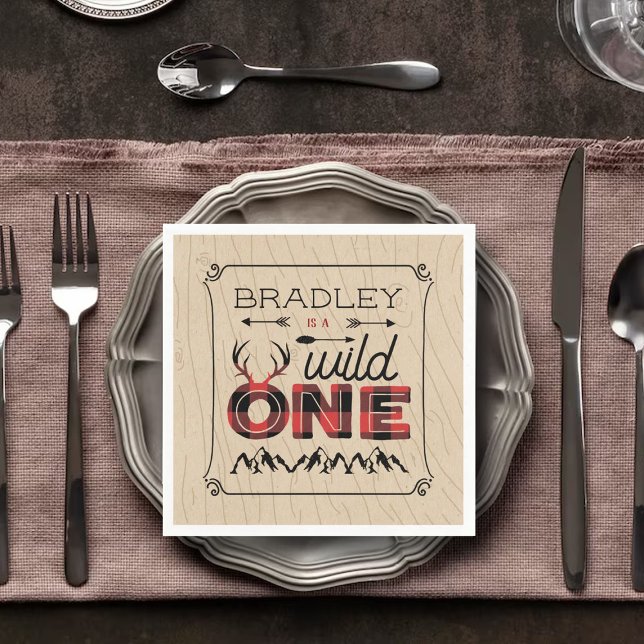 Guardanapo De Papel Xadrez Rústica de Wild One Boys Lumberjack primeir (Criador carregado)