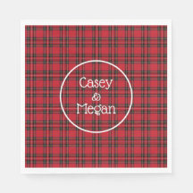 Guardanapo de papel xadrez tartã vermelho clássico