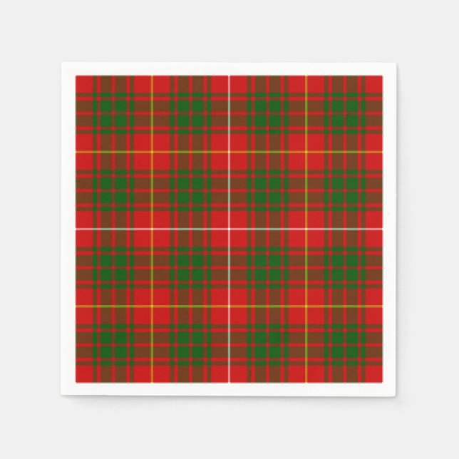 Guardanapo De Papel Xadrez verde vermelho tartan Bruce (Frente)