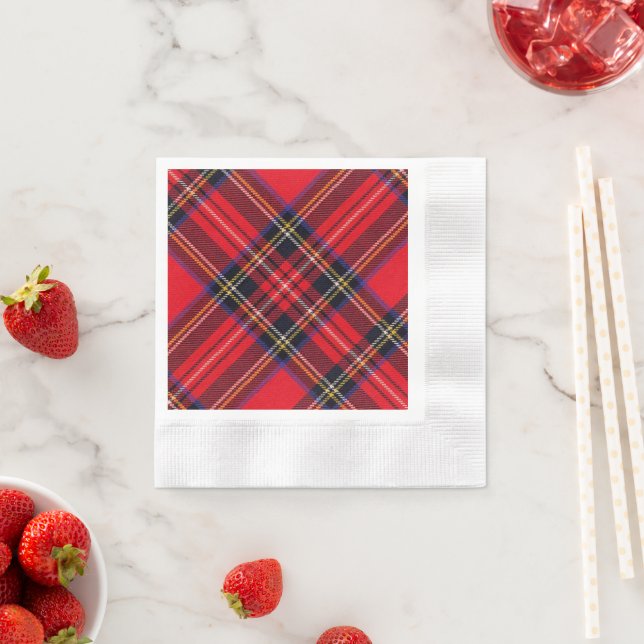 Guardanapo De Papel Xadrez vermelha de Stewart tartan (Insitu)