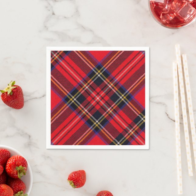 Guardanapo De Papel Xadrez vermelha de Stewart tartan (Insitu)