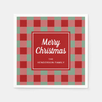 Guardanapo De Papel Xadrez Vermelha russa Feliz Natal