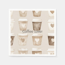 Guardanapo De Papel Xícaras de Coração de Café com Creme