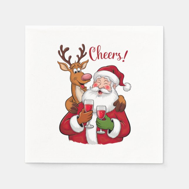 Guardanapo De Papel Xmas Gift Cheer Papai Noel (Frente)