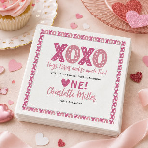 Guardanapo De Papel XOXO Abraços e Beijos Aniversário de 1 ano no Dia