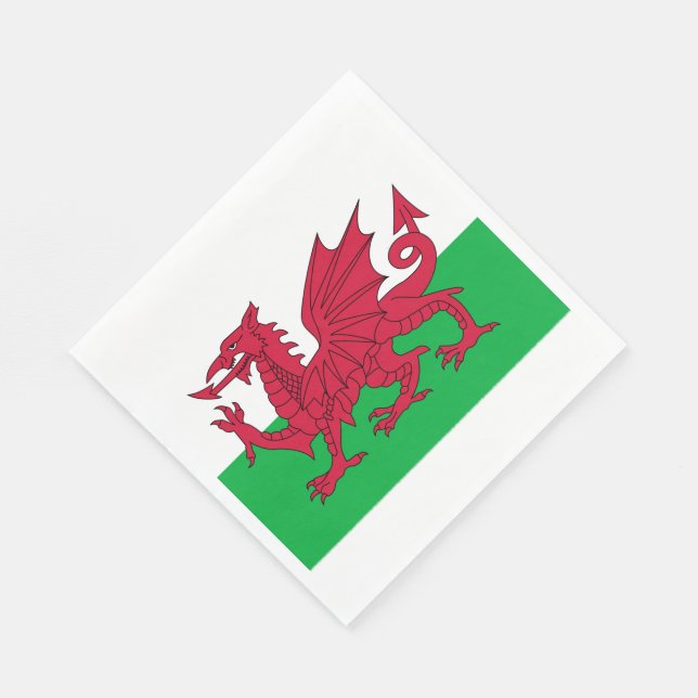 Guardanapo De Papel Y Ddraig Goch: Bandeira do País de Gales Luncheon  (Quina)
