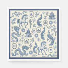 Guardanapo De Papel Year of the Horse Mahjong Toile Napkins