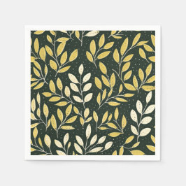 Guardanapo De Papel Yellow and Cream Leafy Branches Pattern 