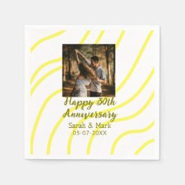 Guardanapo De Papel Yellow golden photo 30th wedding anniversary name 