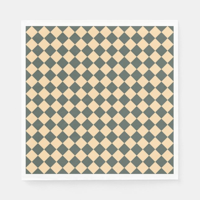 Guardanapo De Papel Yellow Green Checker Diamond Pattern (Frente)