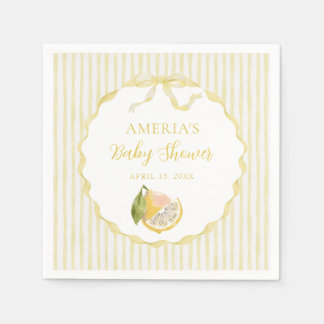 Guardanapo De Papel Yellow Lemon Citrus Stripes Baby Shower 