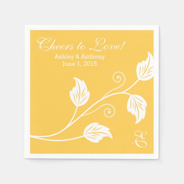 Guardanapo De Papel Yellow White Cheers to Love Personalised Weds (Ale (Frente)