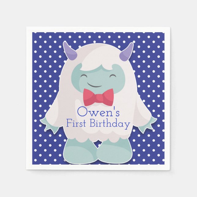 Guardanapo De Papel Yeti ao Celebrar Rapazes Abomináveis Snowman Anive (Frente)