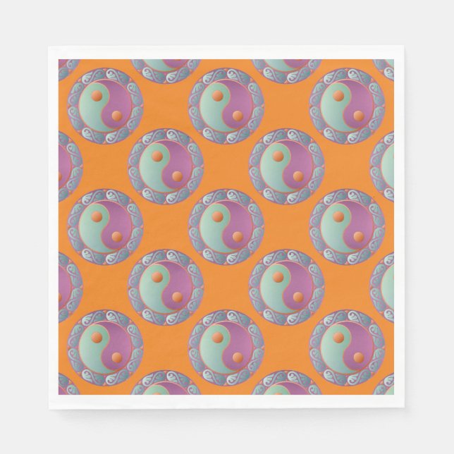 Guardanapo De Papel Yin Yang Medallion Violet Turquoise (Frente)