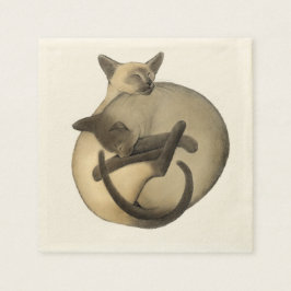 Guardanapo De Papel Yin Yang Siamese Cats Napkins
