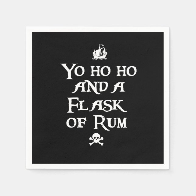 Guardanapo De Papel Yo ho ho e um frasco de Rum (Frente)