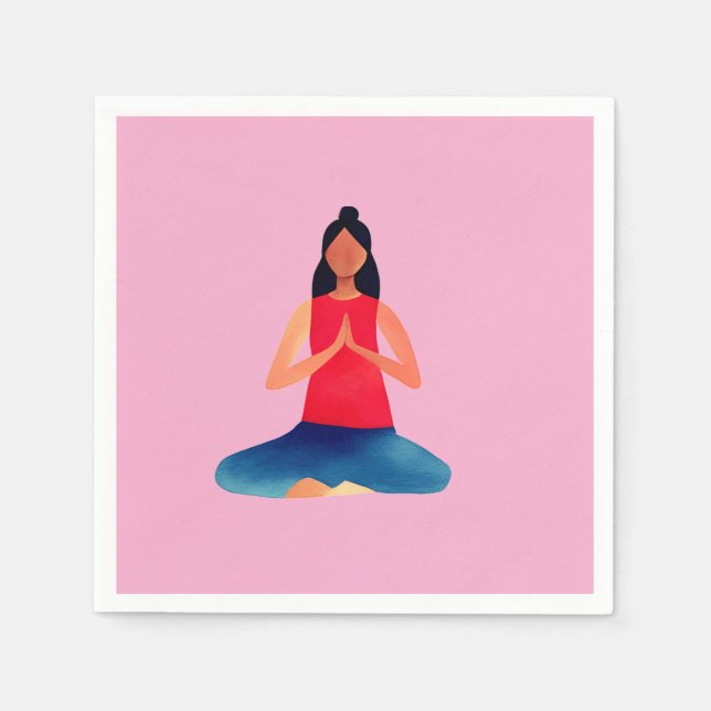 Guardanapo De Papel Yoga Girl Meditation Namaste (Frente)