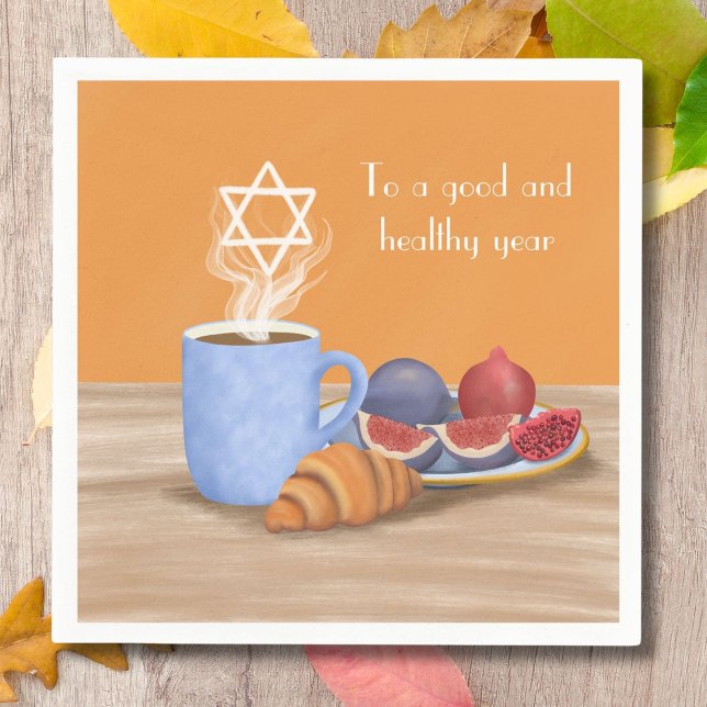 Guardanapo De Papel Yom Kippur Quebra-Jejum: Café, Romãs  (Criador carregado)
